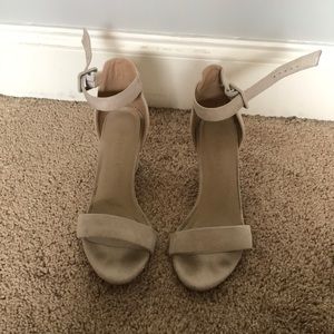 Cream suede heels